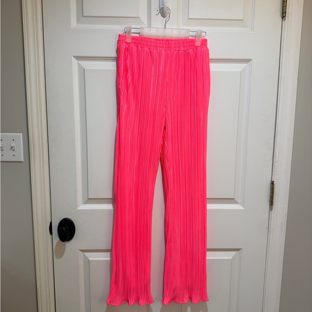 SET Dressed in LALA Neon Pink Pleated Straight-Leg Pant Set